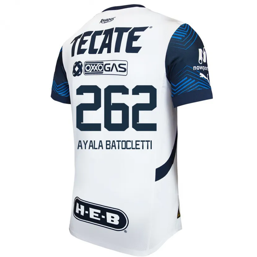 Danxen Mænd Nahuel Ayala Batocletti #262 Hvid Blå Udebane Spillertrøjer 2024/25 Trøje T-Shirt