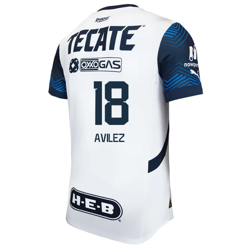 Danxen Mænd Aylin Avilez #18 Hvid Blå Udebane Spillertrøjer 2024/25 Trøje T-Shirt