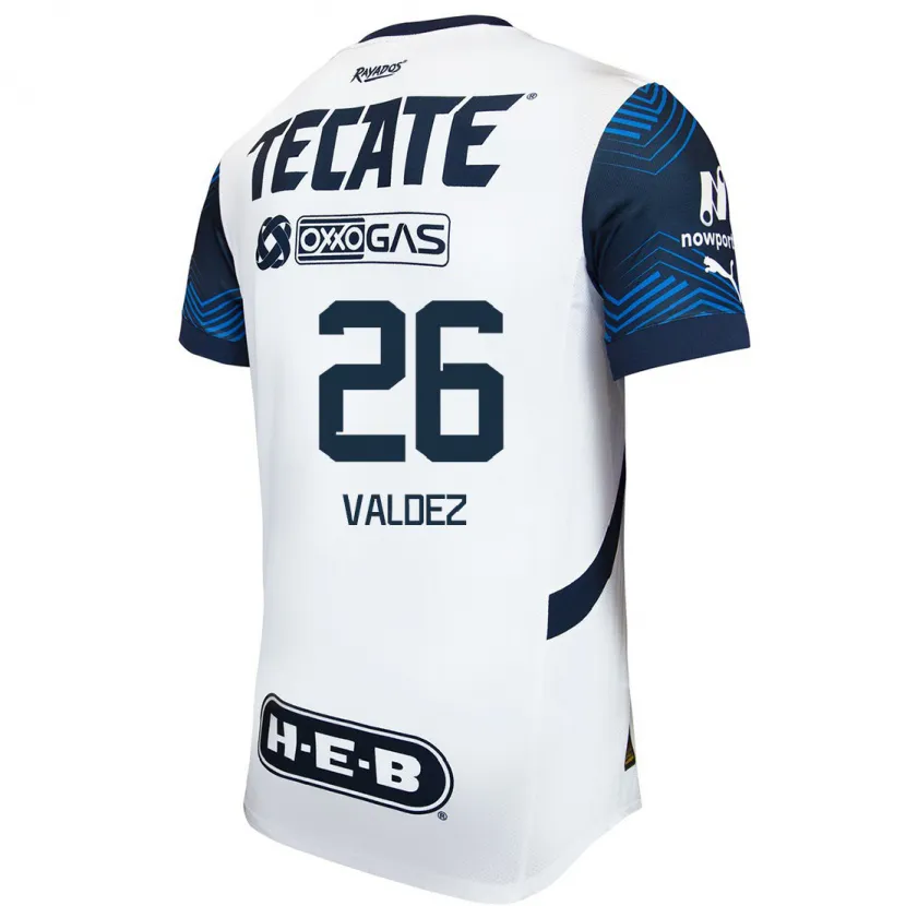 Danxen Mænd Valeria Valdez #26 Hvid Blå Udebane Spillertrøjer 2024/25 Trøje T-Shirt