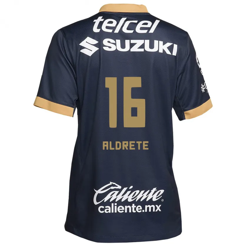 Danxen Mænd Adrián Aldrete #16 Obsidian Guld Hvid Udebane Spillertrøjer 2024/25 Trøje T-Shirt