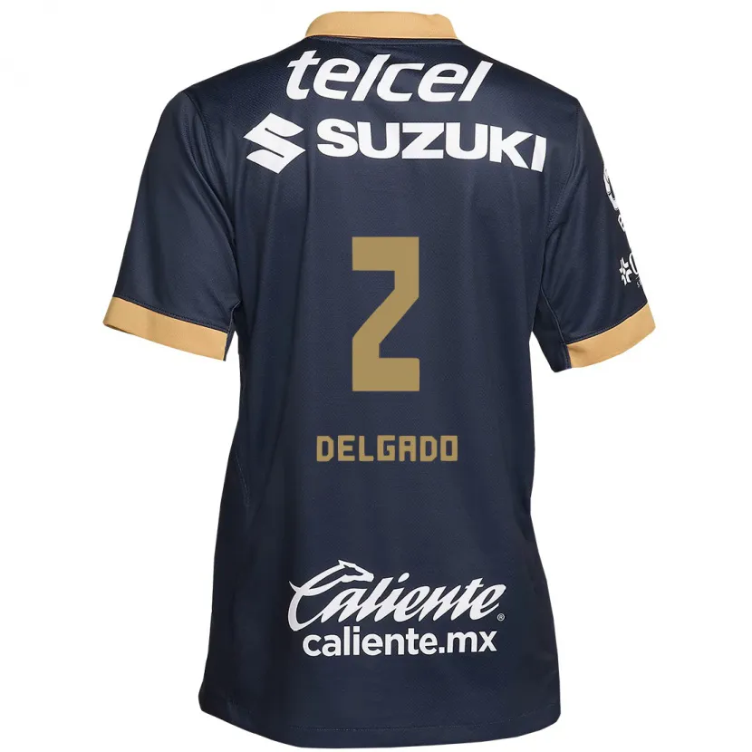 Danxen Mænd Dirce Delgado #2 Obsidian Guld Hvid Udebane Spillertrøjer 2024/25 Trøje T-Shirt