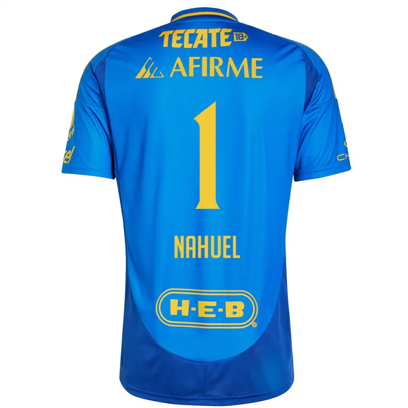 Danxen Mænd Nahuel Guzmán #1 Blå Gul Udebane Spillertrøjer 2024/25 Trøje T-Shirt