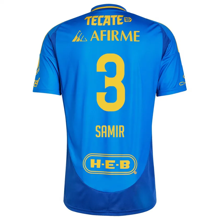 Danxen Mænd Samir Caetano #3 Blå Gul Udebane Spillertrøjer 2024/25 Trøje T-Shirt