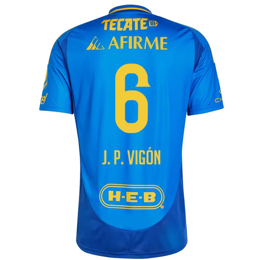 Danxen Mænd Juan Pablo Vigón #6 Blå Gul Udebane Spillertrøjer 2024/25 Trøje T-Shirt