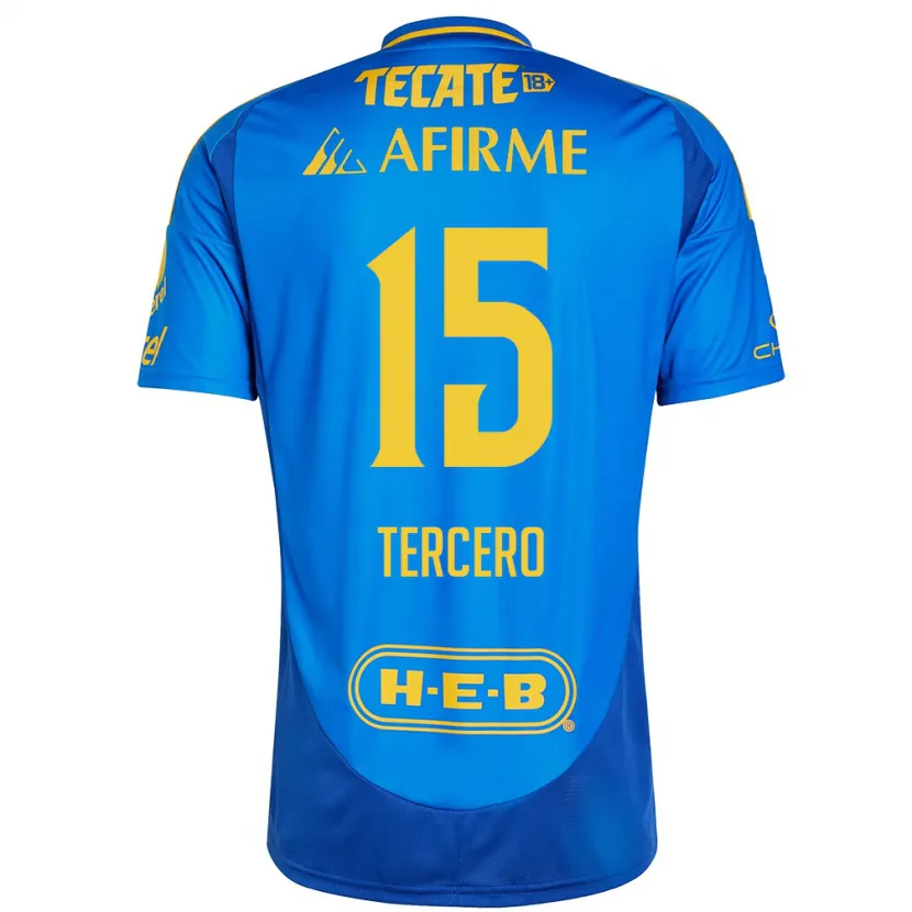 Danxen Mænd Eduardo Tercero #15 Blå Gul Udebane Spillertrøjer 2024/25 Trøje T-Shirt