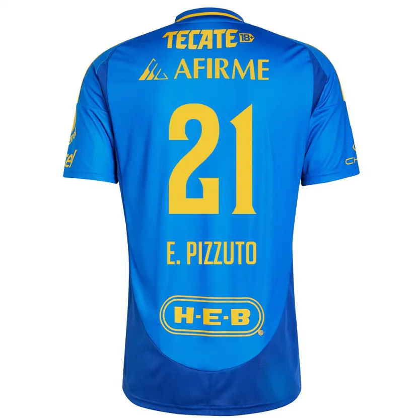 Danxen Mænd Eugenio Pizzuto #21 Blå Gul Udebane Spillertrøjer 2024/25 Trøje T-Shirt