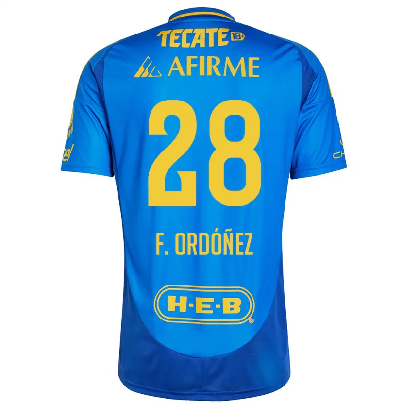 Danxen Mænd Fernando Ordóñez #28 Blå Gul Udebane Spillertrøjer 2024/25 Trøje T-Shirt