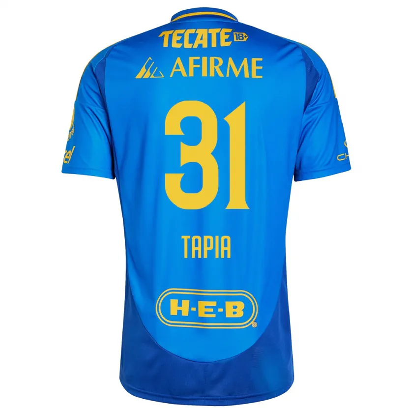 Danxen Mænd Fernando Tapia #31 Blå Gul Udebane Spillertrøjer 2024/25 Trøje T-Shirt