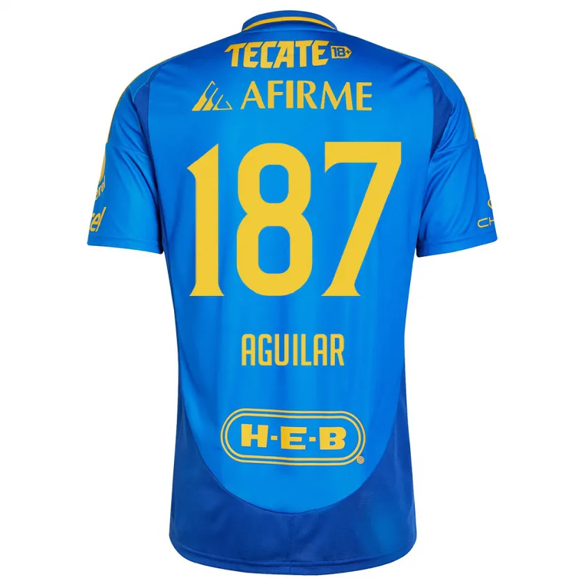 Danxen Mænd Manuel Aguilar #187 Blå Gul Udebane Spillertrøjer 2024/25 Trøje T-Shirt