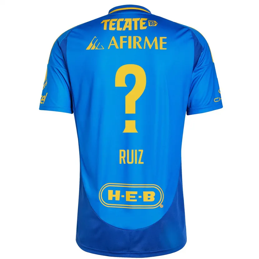 Danxen Mænd Luis Ruiz #0 Blå Gul Udebane Spillertrøjer 2024/25 Trøje T-Shirt