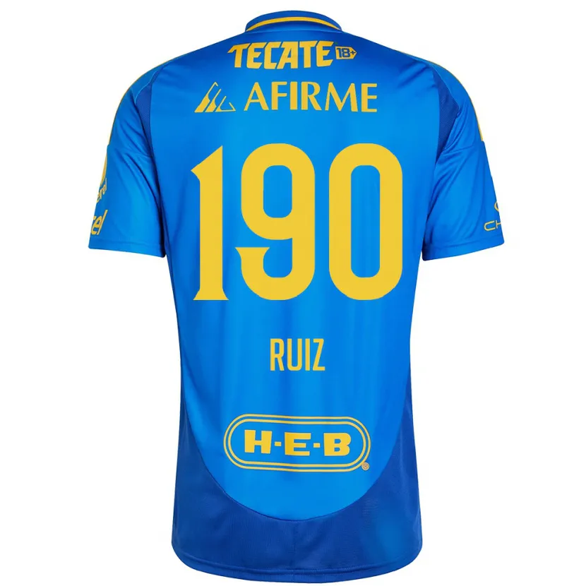 Danxen Mænd Óscar Ruiz #190 Blå Gul Udebane Spillertrøjer 2024/25 Trøje T-Shirt