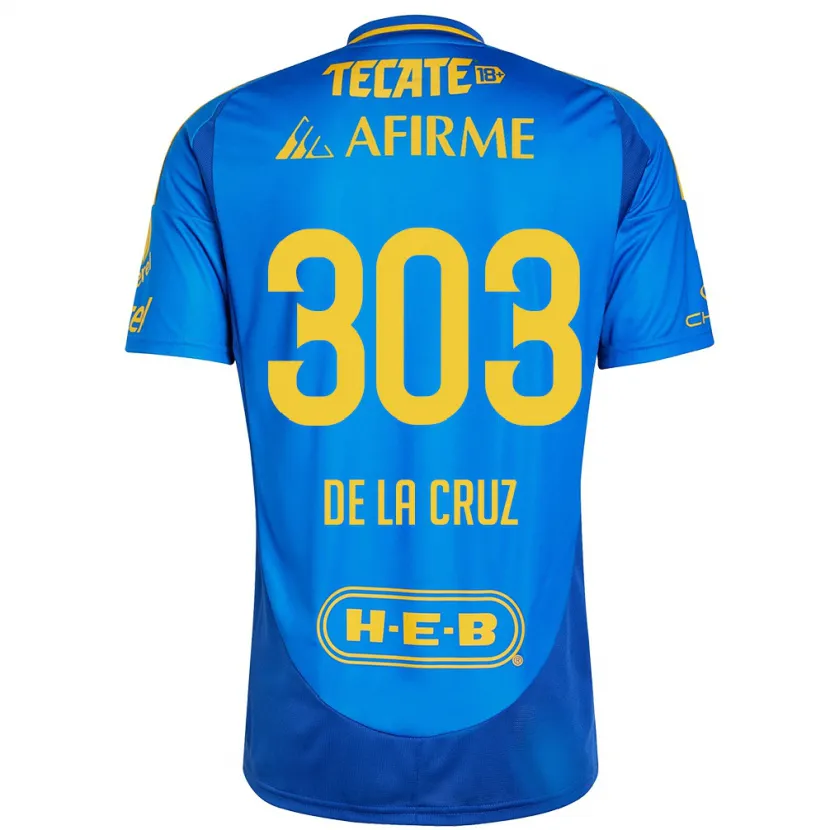 Danxen Mænd Erick De La Cruz #303 Blå Gul Udebane Spillertrøjer 2024/25 Trøje T-Shirt