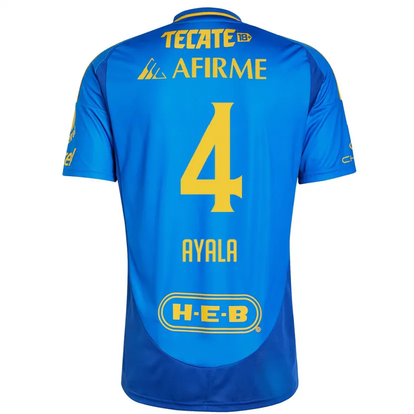 Danxen Mænd Hugo Ayala #4 Blå Gul Udebane Spillertrøjer 2024/25 Trøje T-Shirt