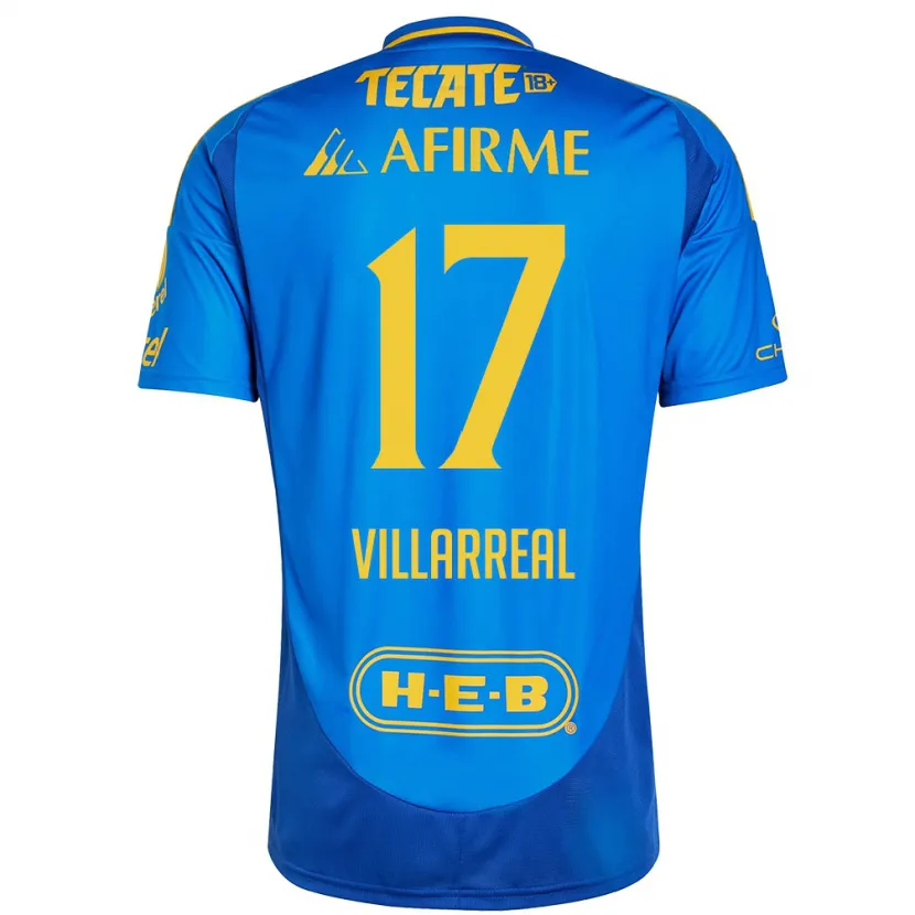Danxen Mænd Natalia Villarreal #17 Blå Gul Udebane Spillertrøjer 2024/25 Trøje T-Shirt