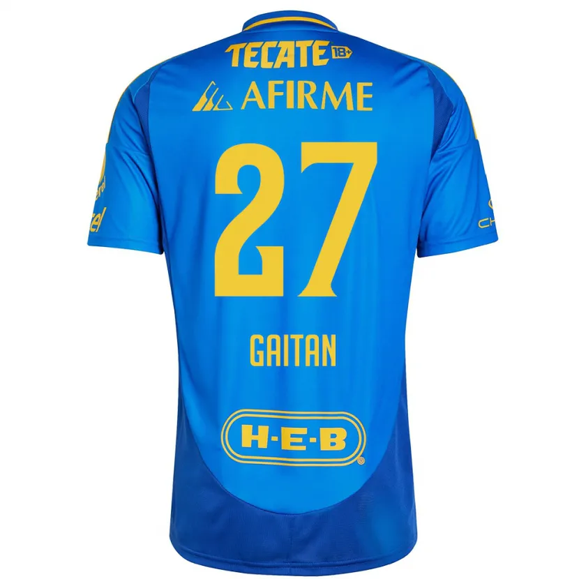 Danxen Mænd Natalia Gaitan #27 Blå Gul Udebane Spillertrøjer 2024/25 Trøje T-Shirt