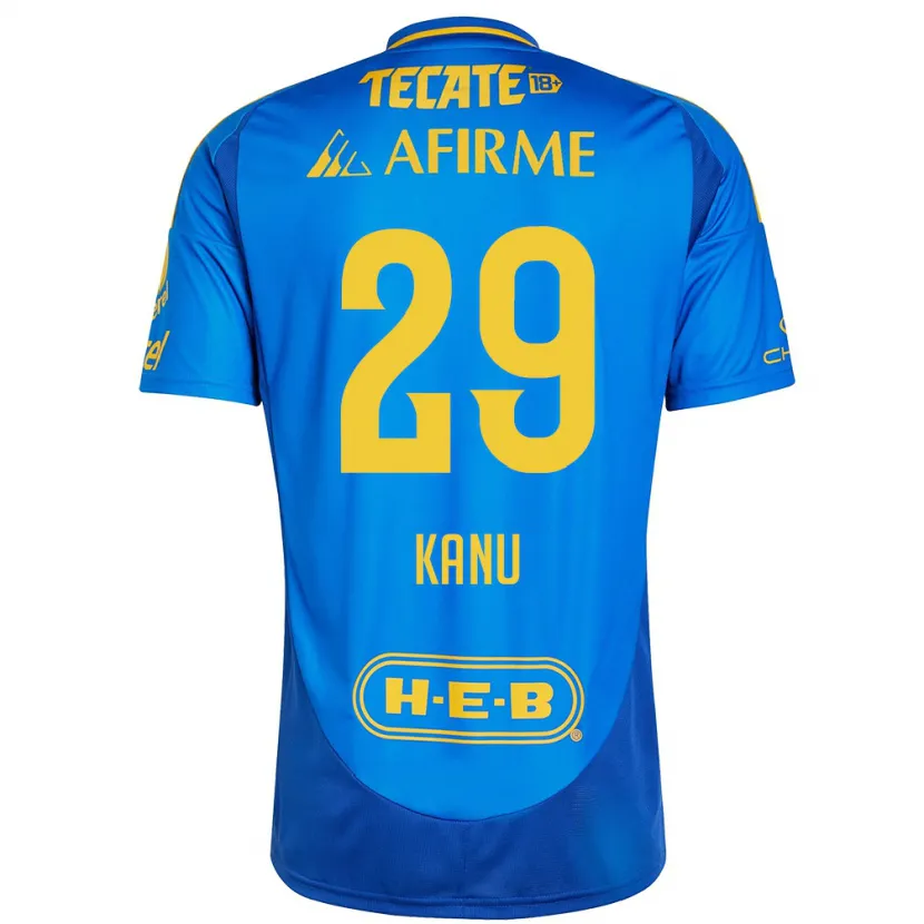 Danxen Mænd Uchenna Kanu #29 Blå Gul Udebane Spillertrøjer 2024/25 Trøje T-Shirt