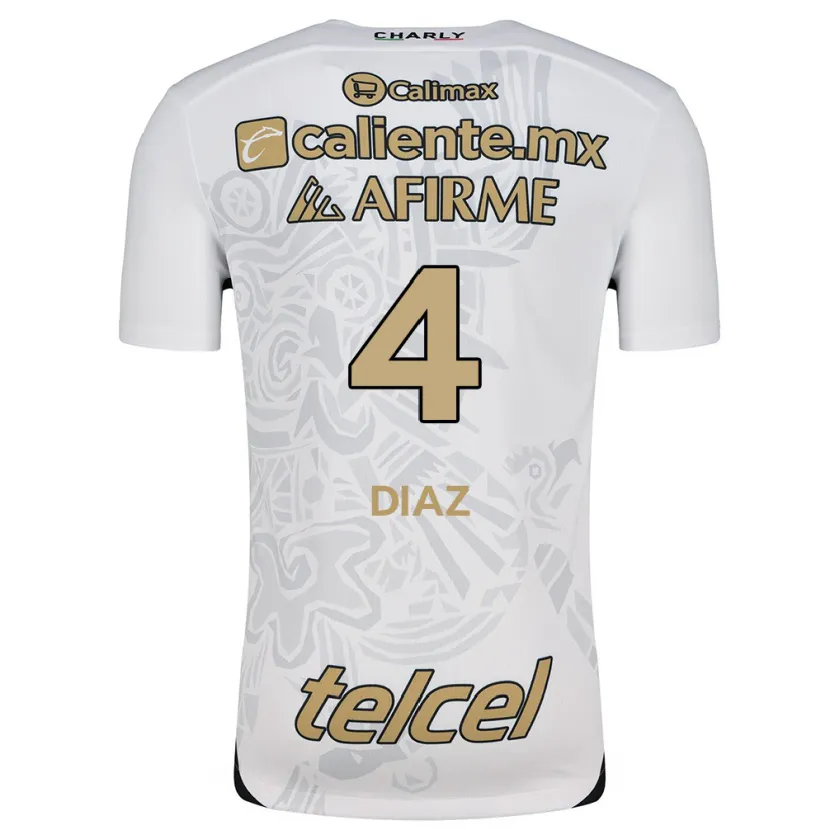 Danxen Mænd Nicolás Díaz #4 Hvid Sort Udebane Spillertrøjer 2024/25 Trøje T-Shirt