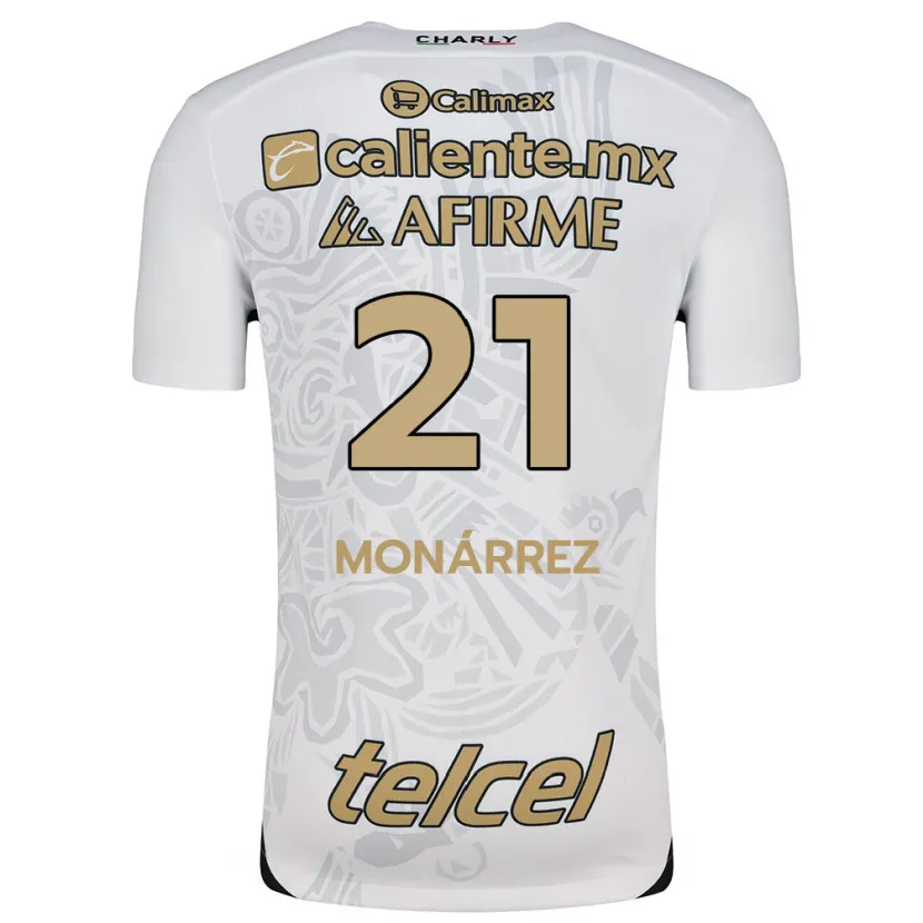Danxen Mænd Fernando Monárrez #21 Hvid Sort Udebane Spillertrøjer 2024/25 Trøje T-Shirt