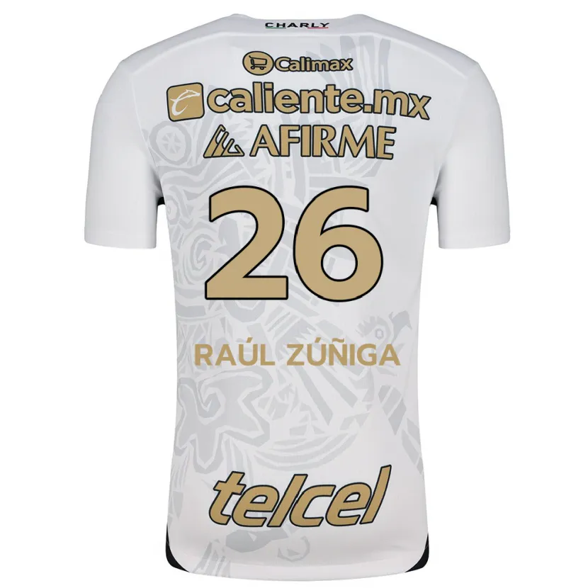 Danxen Mænd José Raúl Zúñiga #26 Hvid Sort Udebane Spillertrøjer 2024/25 Trøje T-Shirt