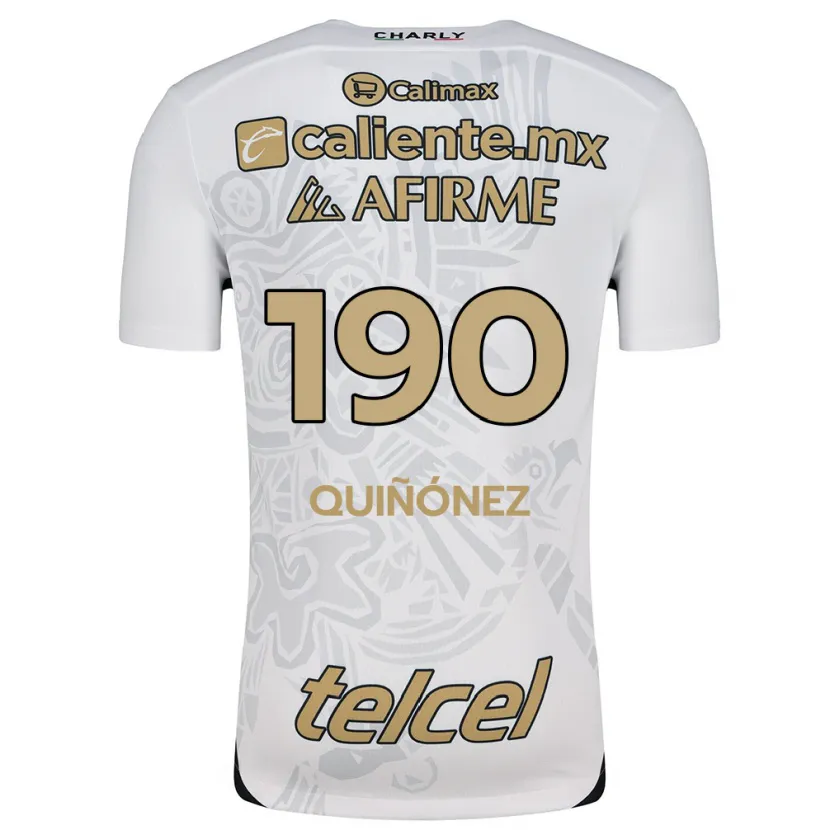 Danxen Mænd Martín Quiñónez #190 Hvid Sort Udebane Spillertrøjer 2024/25 Trøje T-Shirt