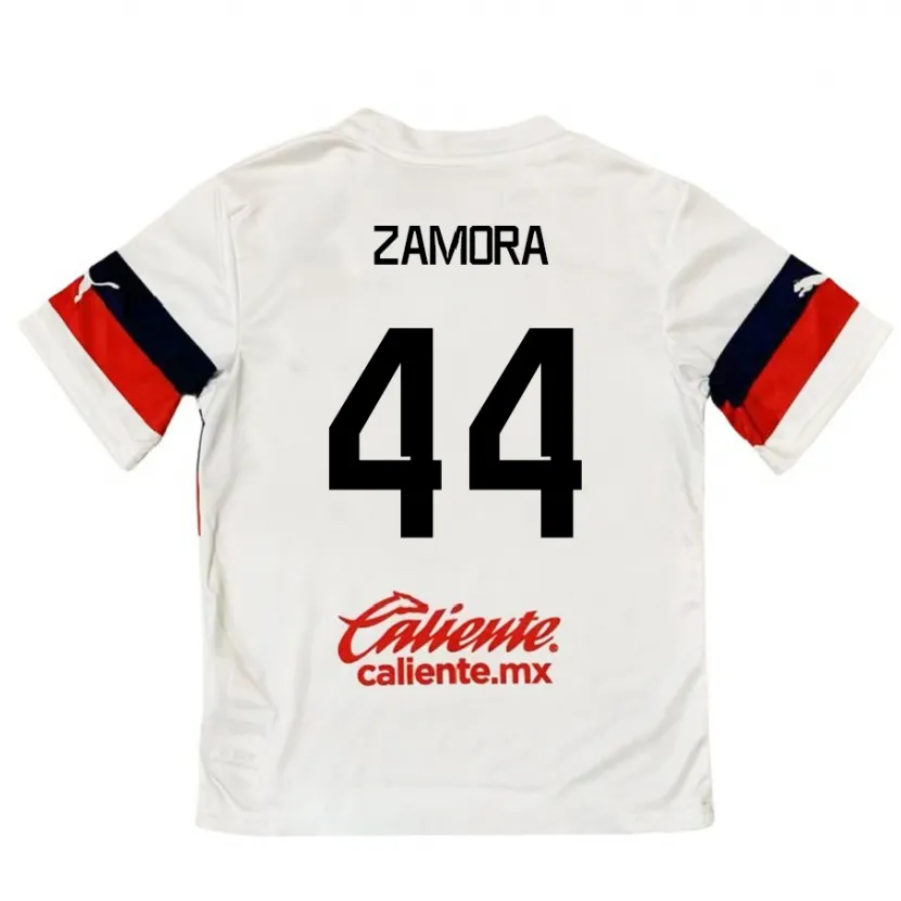Danxen Mænd Saúl Zamora #44 Hvid Rød Udebane Spillertrøjer 2024/25 Trøje T-Shirt