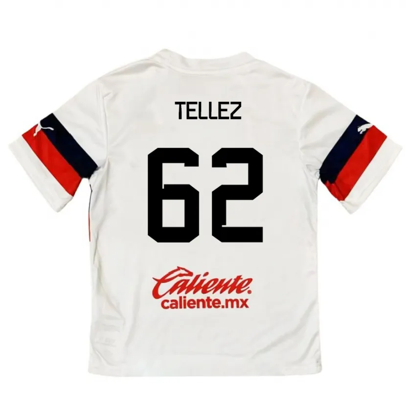 Danxen Mænd Brandon Téllez #62 Hvid Rød Udebane Spillertrøjer 2024/25 Trøje T-Shirt