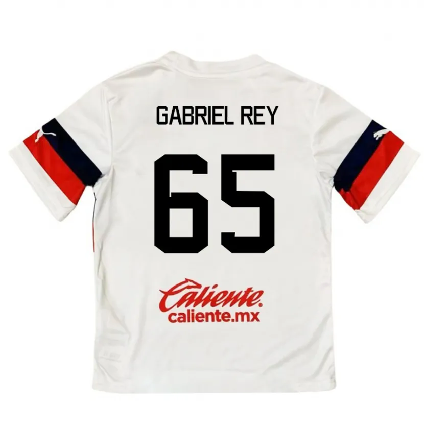 Danxen Mænd Luis Gabriel Rey #65 Hvid Rød Udebane Spillertrøjer 2024/25 Trøje T-Shirt