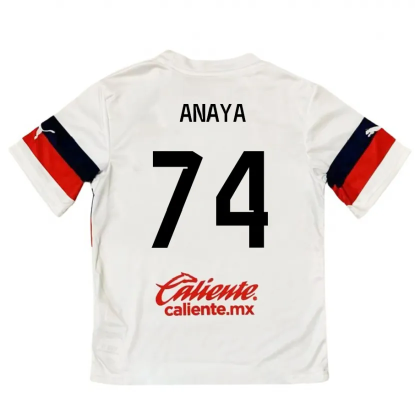 Danxen Mænd Mario Anaya #74 Hvid Rød Udebane Spillertrøjer 2024/25 Trøje T-Shirt