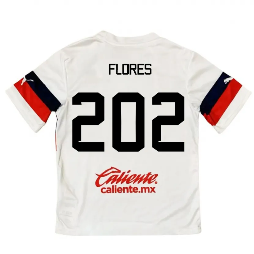 Danxen Mænd Daniel Flores #202 Hvid Rød Udebane Spillertrøjer 2024/25 Trøje T-Shirt