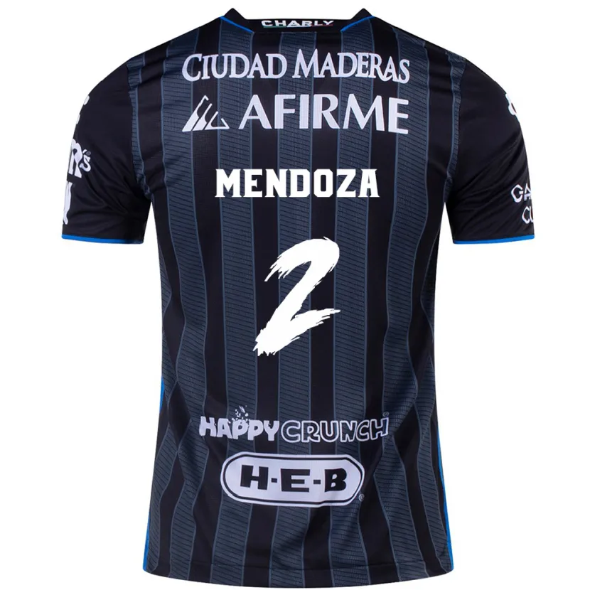 Danxen Mænd Omar Mendoza #2 Hvid Sort Udebane Spillertrøjer 2024/25 Trøje T-Shirt