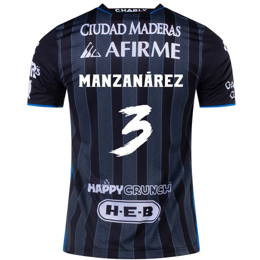 Danxen Mænd Óscar Manzanárez #3 Hvid Sort Udebane Spillertrøjer 2024/25 Trøje T-Shirt