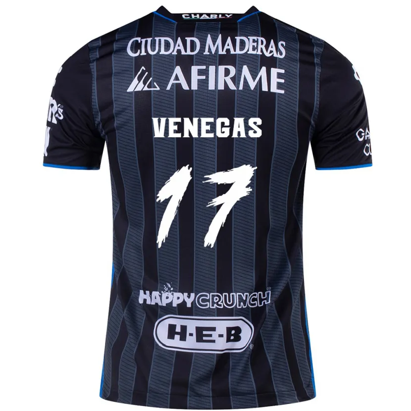 Danxen Mænd Francisco Venegas #17 Hvid Sort Udebane Spillertrøjer 2024/25 Trøje T-Shirt