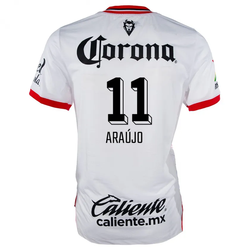 Danxen Mænd Maximiliano Araújo #11 Hvid Rød Udebane Spillertrøjer 2024/25 Trøje T-Shirt