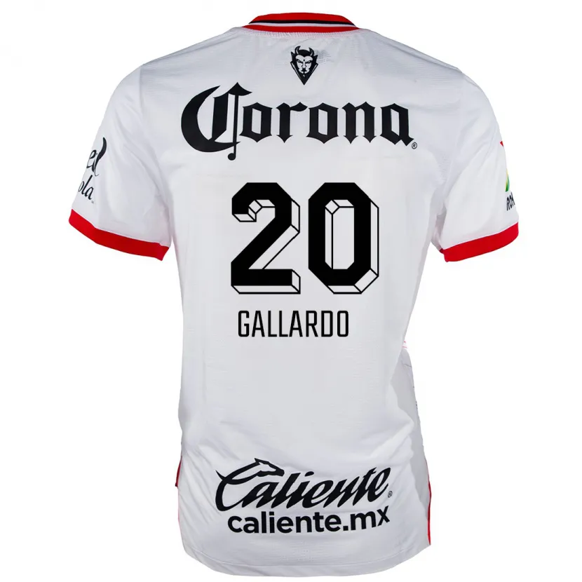 Danxen Mænd Jesús Gallardo #20 Hvid Rød Udebane Spillertrøjer 2024/25 Trøje T-Shirt