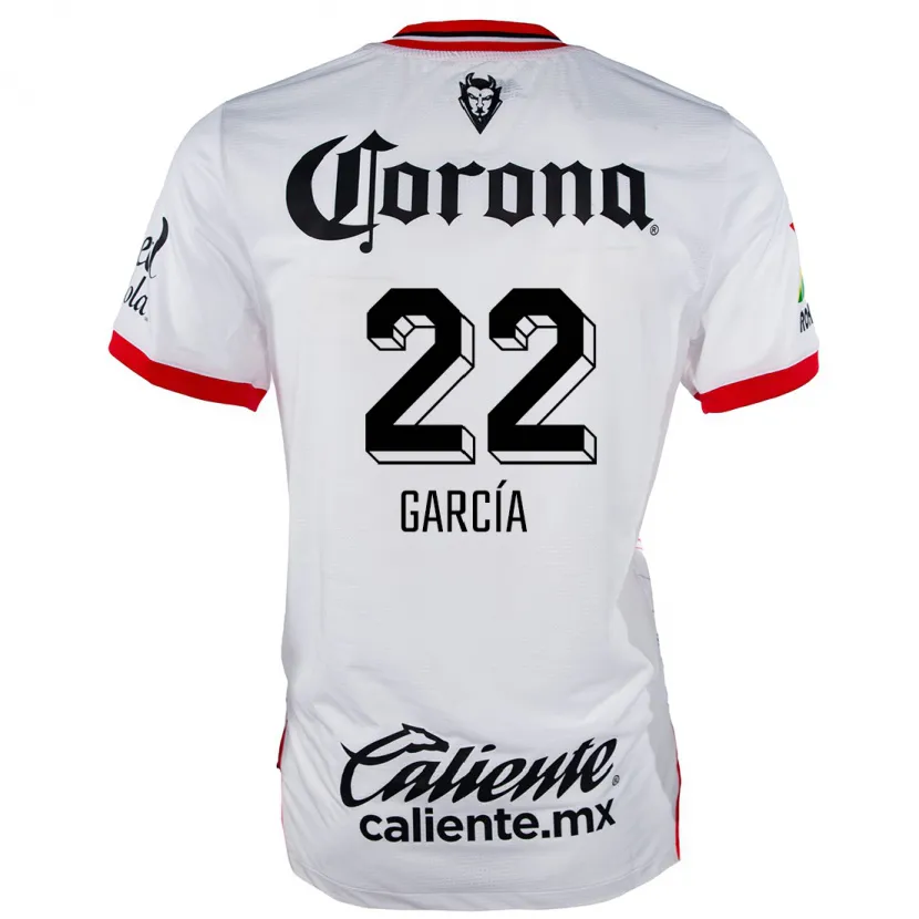 Danxen Mænd Luis García #22 Hvid Rød Udebane Spillertrøjer 2024/25 Trøje T-Shirt
