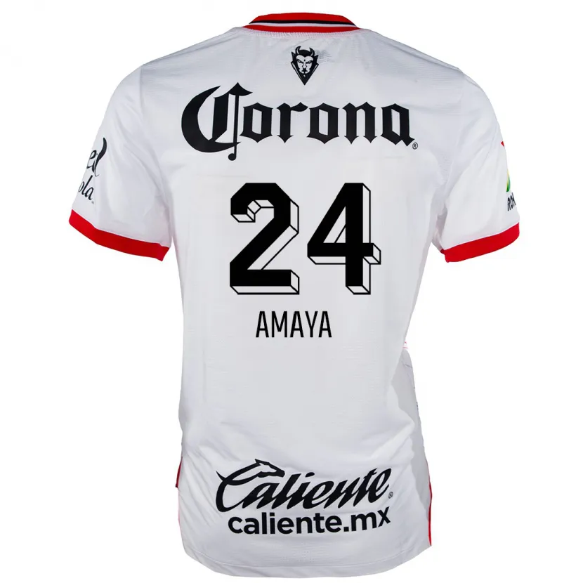 Danxen Mænd Frankie Amaya #24 Hvid Rød Udebane Spillertrøjer 2024/25 Trøje T-Shirt
