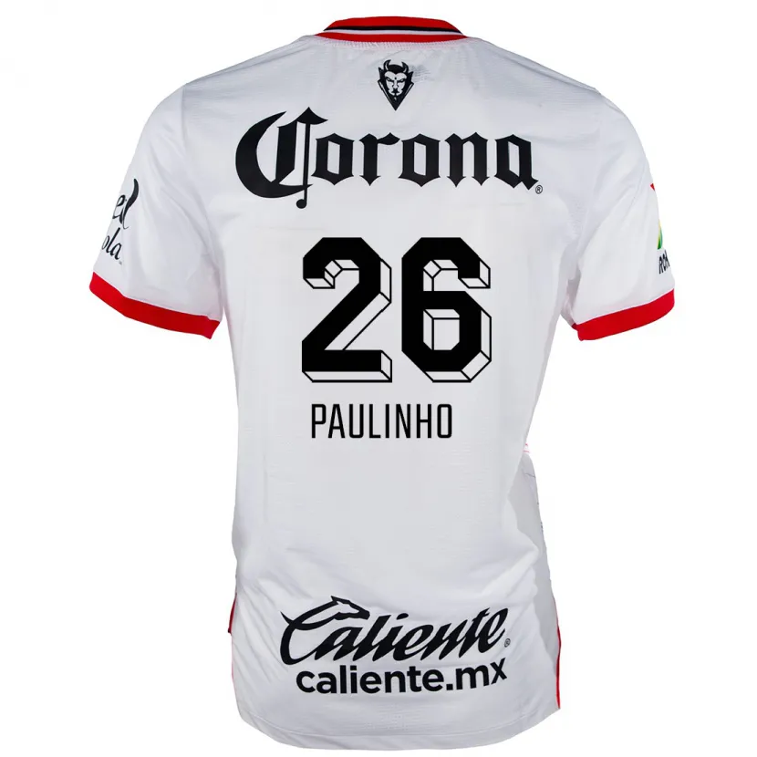 Danxen Mænd Paulinho #26 Hvid Rød Udebane Spillertrøjer 2024/25 Trøje T-Shirt