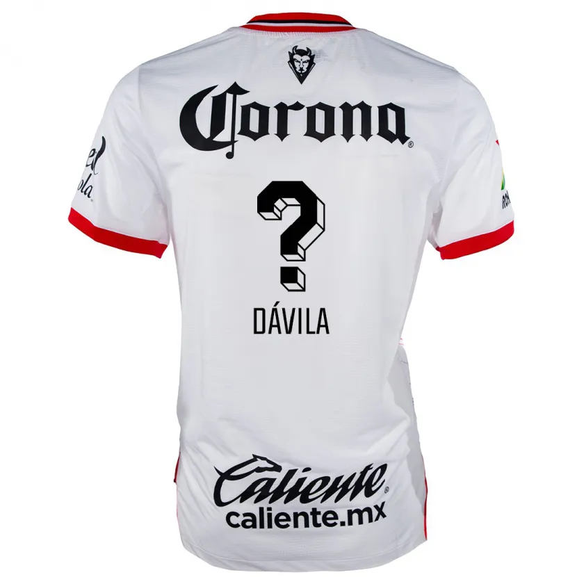 Danxen Mænd Dilan Dávila #0 Hvid Rød Udebane Spillertrøjer 2024/25 Trøje T-Shirt