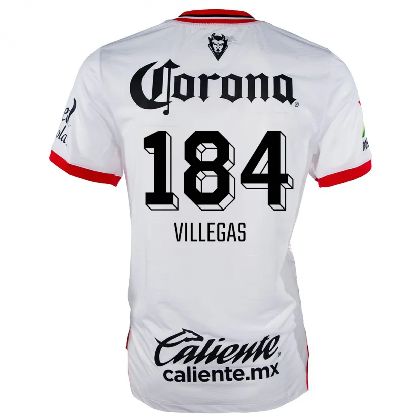 Danxen Mænd Abraham Villegas #184 Hvid Rød Udebane Spillertrøjer 2024/25 Trøje T-Shirt