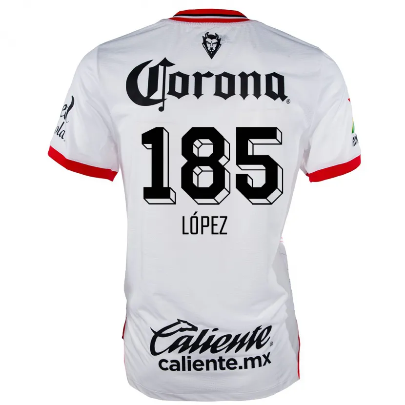 Danxen Mænd David López #185 Hvid Rød Udebane Spillertrøjer 2024/25 Trøje T-Shirt