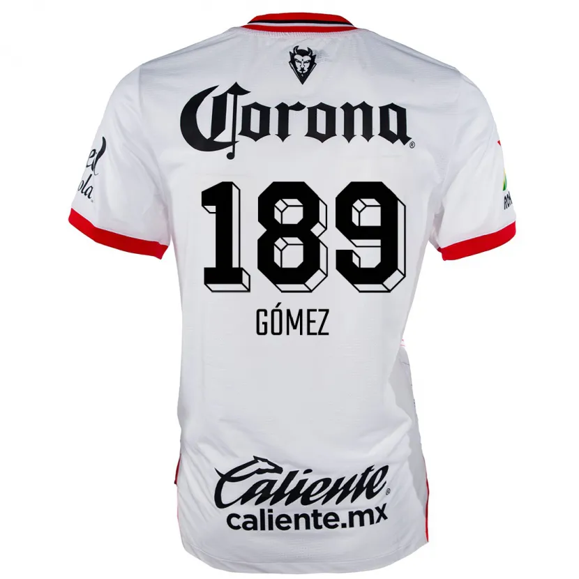 Danxen Mænd Enrique Gómez #189 Hvid Rød Udebane Spillertrøjer 2024/25 Trøje T-Shirt