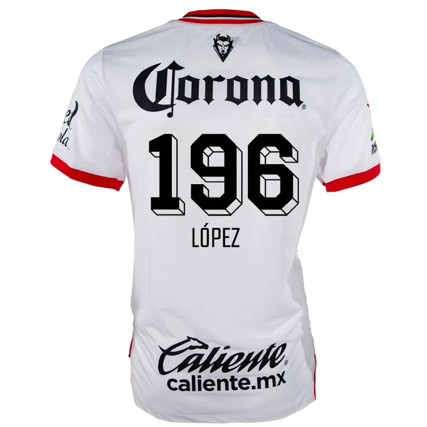 Danxen Mænd Ethan López #196 Hvid Rød Udebane Spillertrøjer 2024/25 Trøje T-Shirt