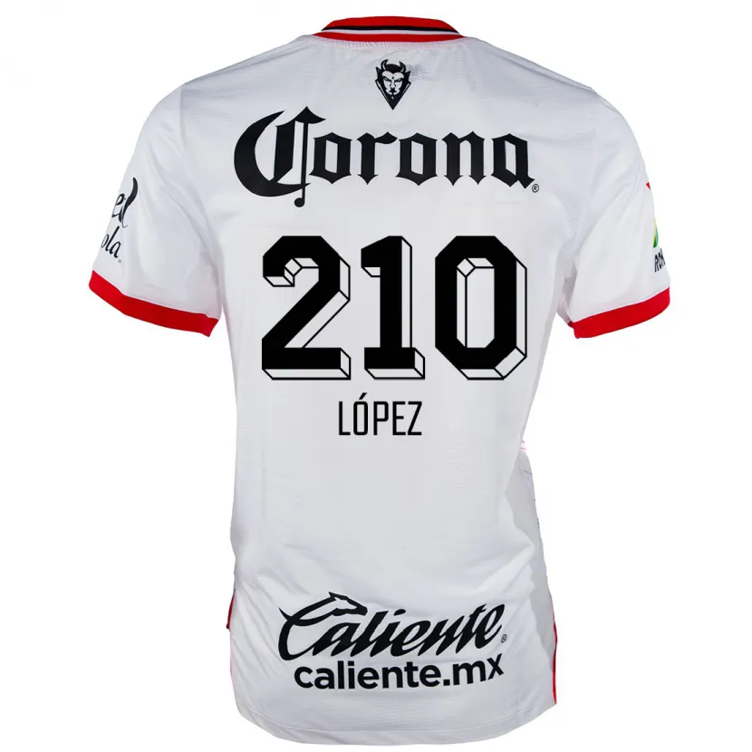 Danxen Mænd Juan López #210 Hvid Rød Udebane Spillertrøjer 2024/25 Trøje T-Shirt