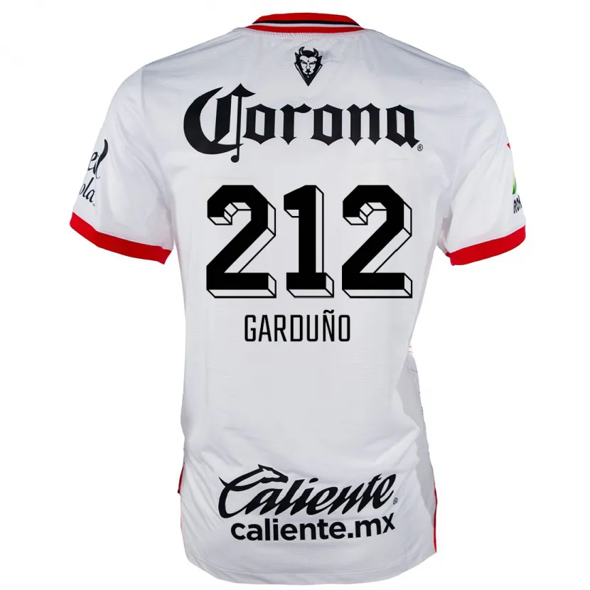 Danxen Mænd Carlos Garduño #212 Hvid Rød Udebane Spillertrøjer 2024/25 Trøje T-Shirt