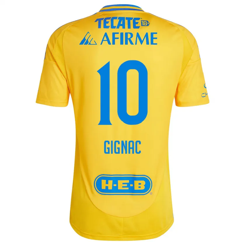 Danxen Kvinder André-Pierre Gignac #10 Guld Gul Hjemmebane Spillertrøjer 2024/25 Trøje T-Shirt