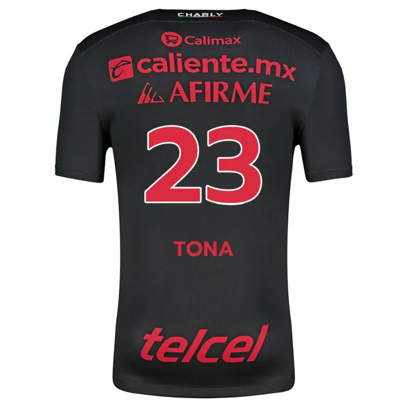 Danxen Kvinder Iván Tona #23 Sort Rød Hjemmebane Spillertrøjer 2024/25 Trøje T-Shirt