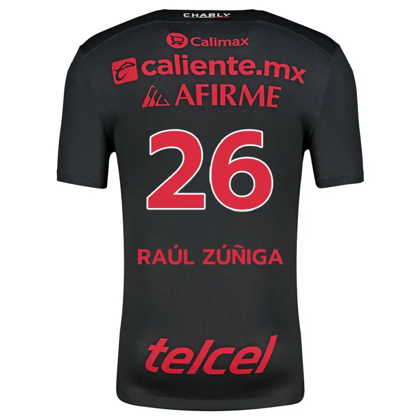 Danxen Kvinder José Raúl Zúñiga #26 Sort Rød Hjemmebane Spillertrøjer 2024/25 Trøje T-Shirt