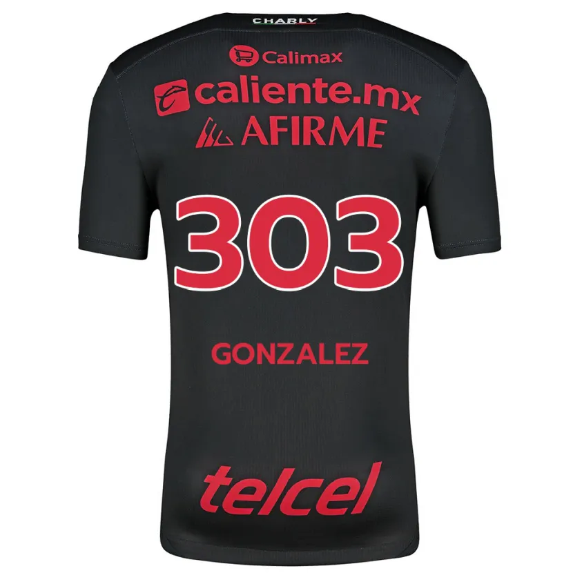 Danxen Kvinder Osmar González #303 Sort Rød Hjemmebane Spillertrøjer 2024/25 Trøje T-Shirt