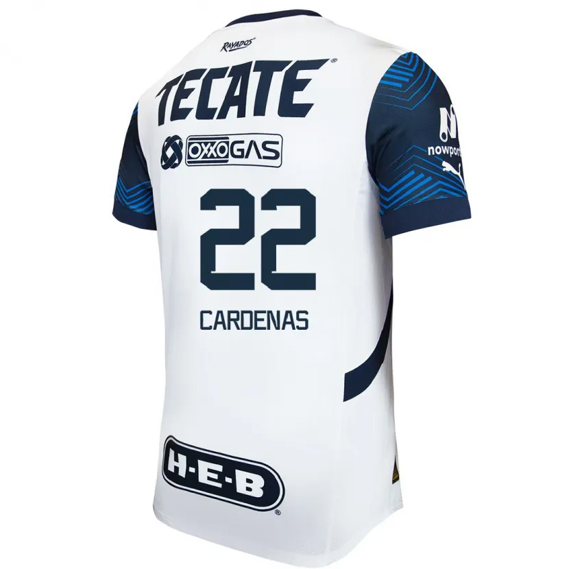 Danxen Kvinder Luis Cárdenas #22 Hvid Blå Udebane Spillertrøjer 2024/25 Trøje T-Shirt