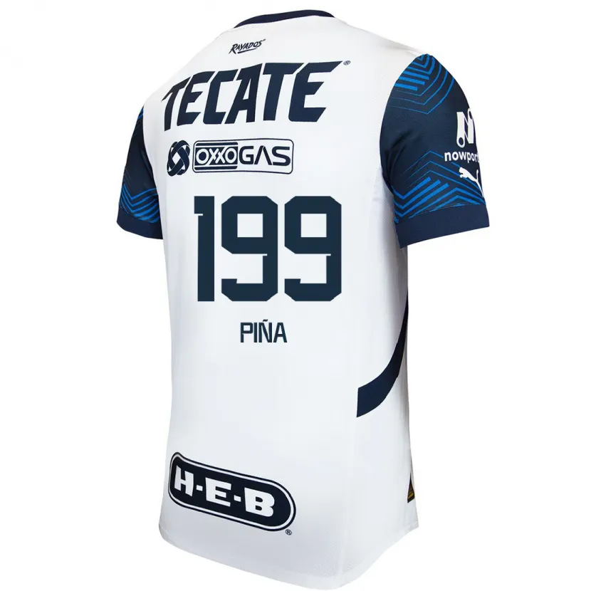Danxen Kvinder Ricardo Piña #199 Hvid Blå Udebane Spillertrøjer 2024/25 Trøje T-Shirt